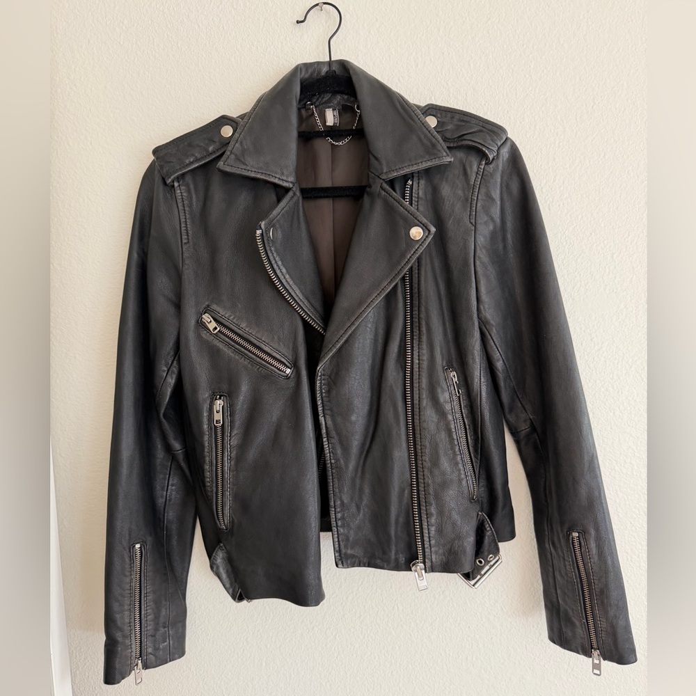 Topshop Black Leather Moto Jacket